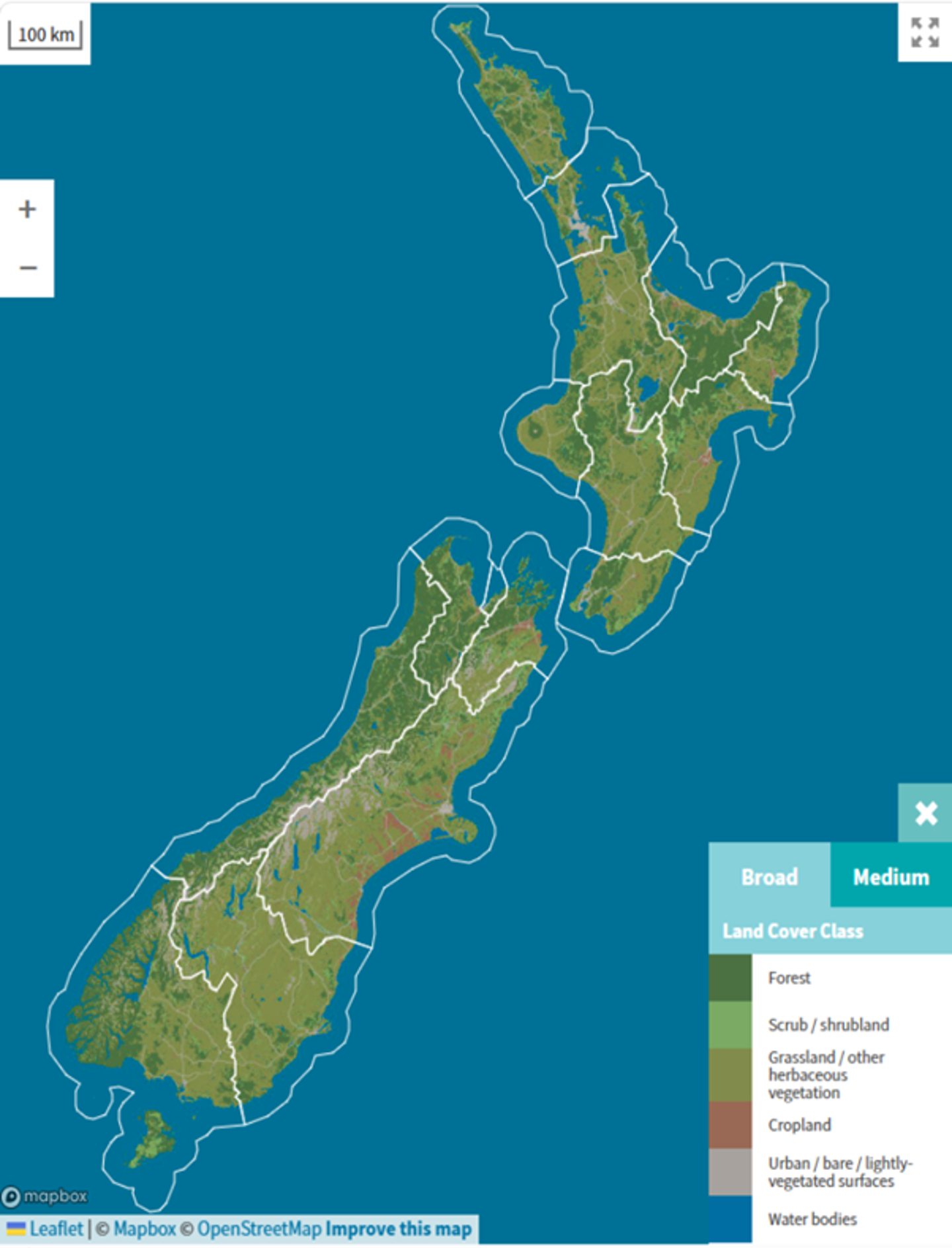 Map showing the distribution of broad land cover classes on LAWA