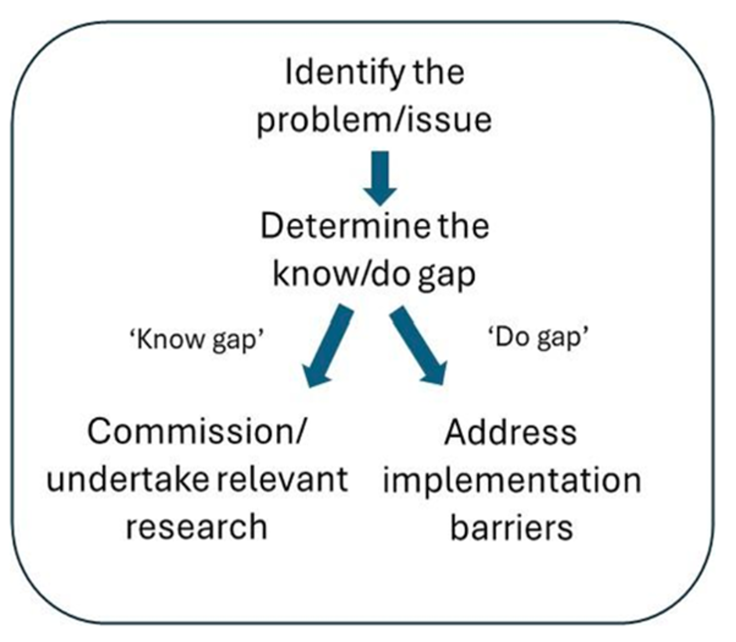 A simplified knowledge-to-action process for LMF and LMG to follow
